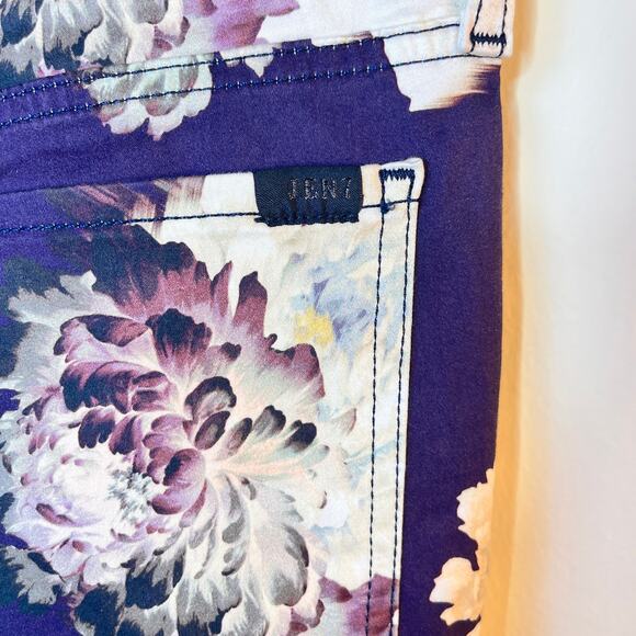 JEN7 by 7 for All Mankind Purple White Floral Sateen Skinny Pants Size 14 NWOT - Picture 13 of 13